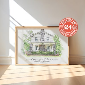 New Home and Housewarming Gift, Custom House Portrait, First Home Gift, Sketch House Portrait, House Drawing From Photo, New Homeowner Gift