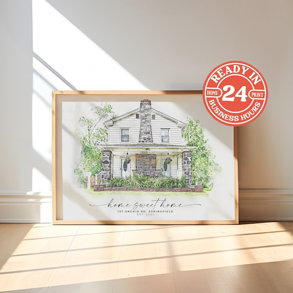 New Home and Housewarming Gift, Custom House Portrait, First Home Gift, Sketch House Portrait, House Drawing From Photo, New Homeowner Gift