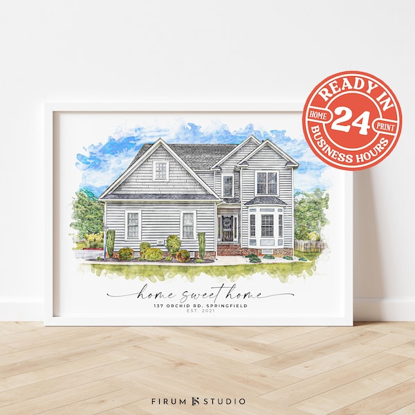 Real Estate Gift, Custom Home Portrait, Realtor Closing Gift, Personalized Gift, New Home Gift Print, Gift for Client, Digital Download