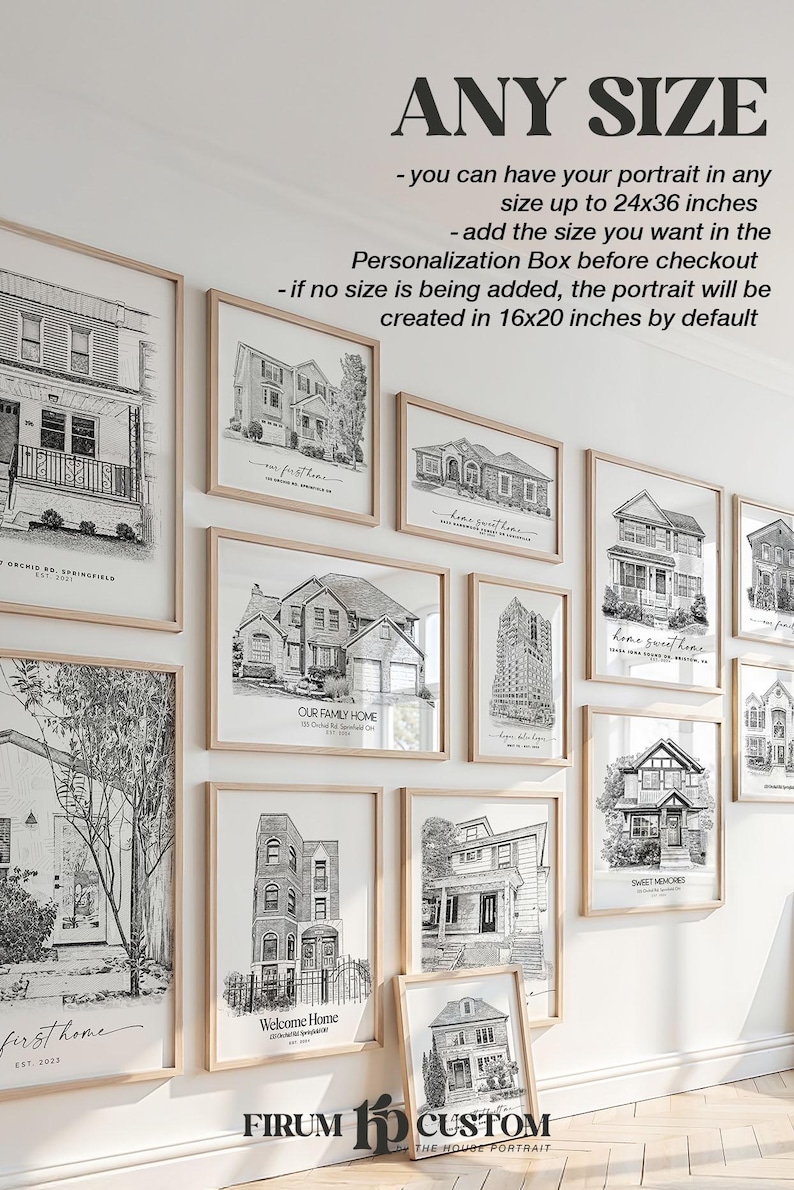 Custom House Sketch from Photo – Personalized Black and White Drawing, Digital Download image 7
