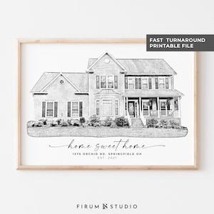 Custom Home Portrait from Photo, Black & White Sketch, Custom House Sketch, Custom Home Drawing, Housewarming Gift, First Home Custom Gift image 10