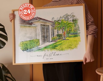 New Home and Housewarming Gift, Custom House Portrait, First Home Gift, Sketch House Portrait, House Drawing From Photo, New Homeowner Gift