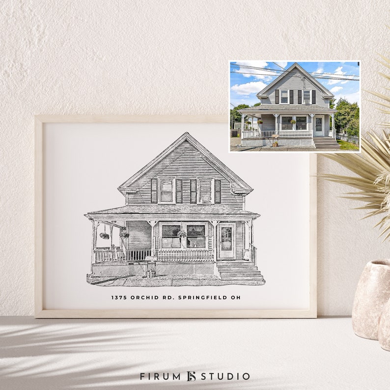 Custom Home Portrait from Photo, Black & White Sketch, Custom House Sketch, Custom Home Drawing, Housewarming Gift, First Home Custom Gift image 8
