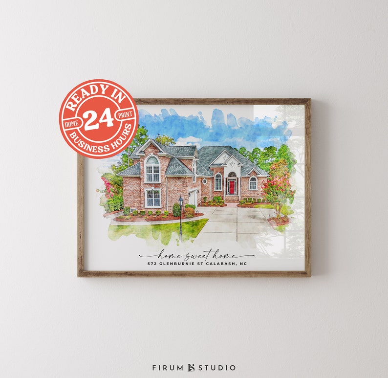 Custom House Portrait, Portrait from Photo, Housewarming Gift, First Home Gift, Custom Home Portrait, Home Sweet Home, Home Portrait Sketch image 1