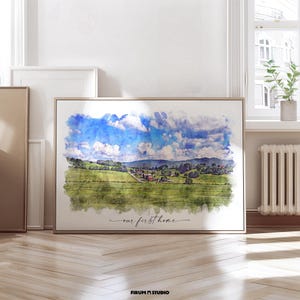 Custom Land Portrait – Watercolor Property Illustration from Photo, Personalized Lot or Estate Artwork