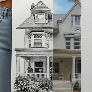 Custom House Sketch from Photo – Personalized Black and White Drawing, Digital Download image 17