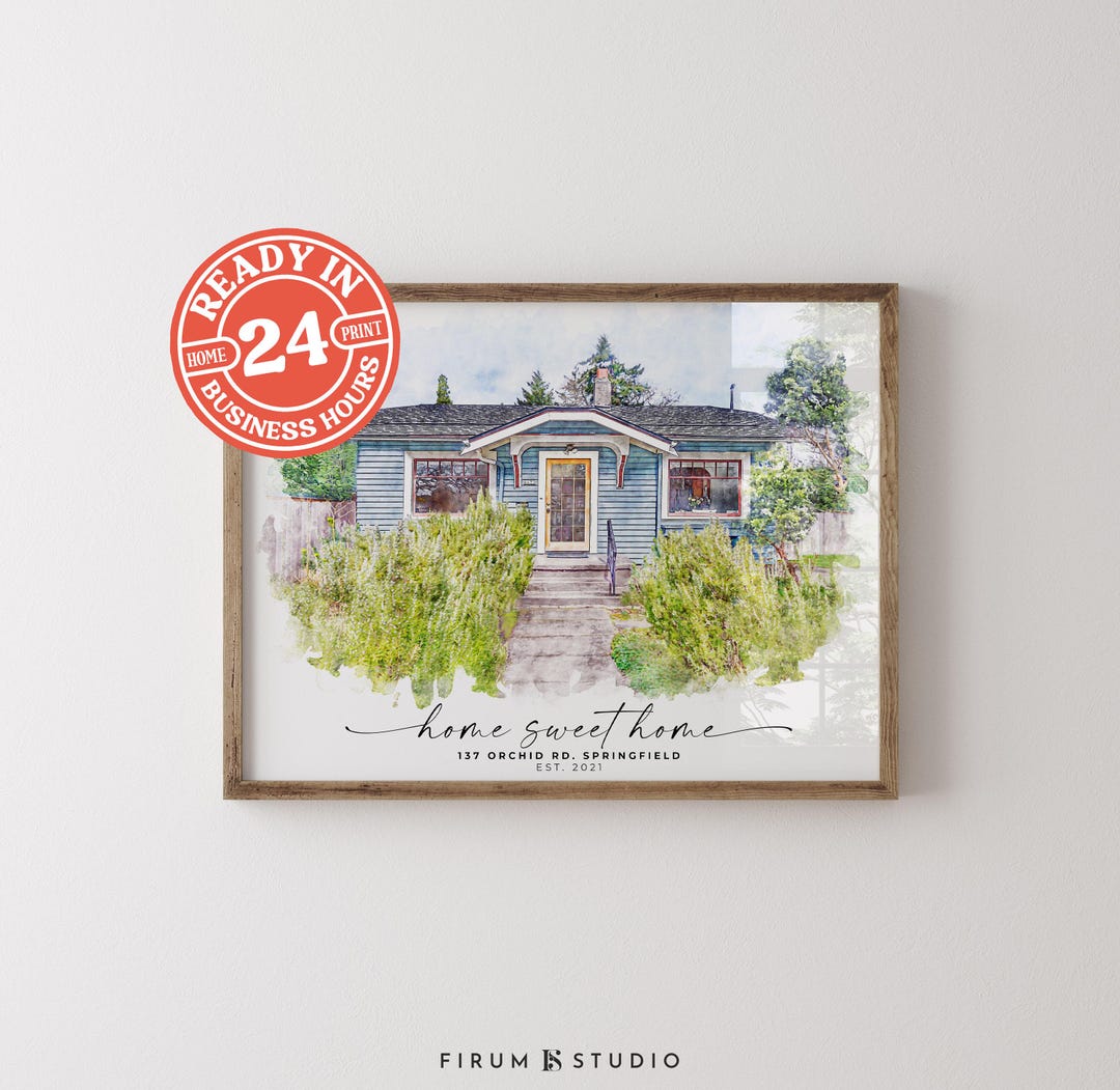 Custom House Portrait – Watercolor Illustration, Our First Home Gift ...