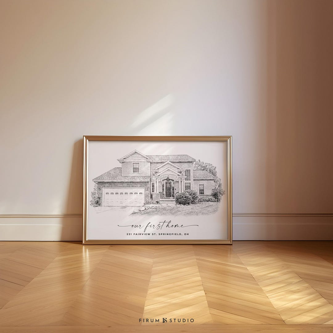 Personalised House Sketch From Photo - Black and White Home Portrait ...