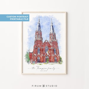 Hochzeitstag, personalisiertes Geschenk, digitaler Download, Benutzerdefinierte Portrait, Hochzeit Ort Kunst, Hochzeitsgeschenk Papier, 1.Jahrestag