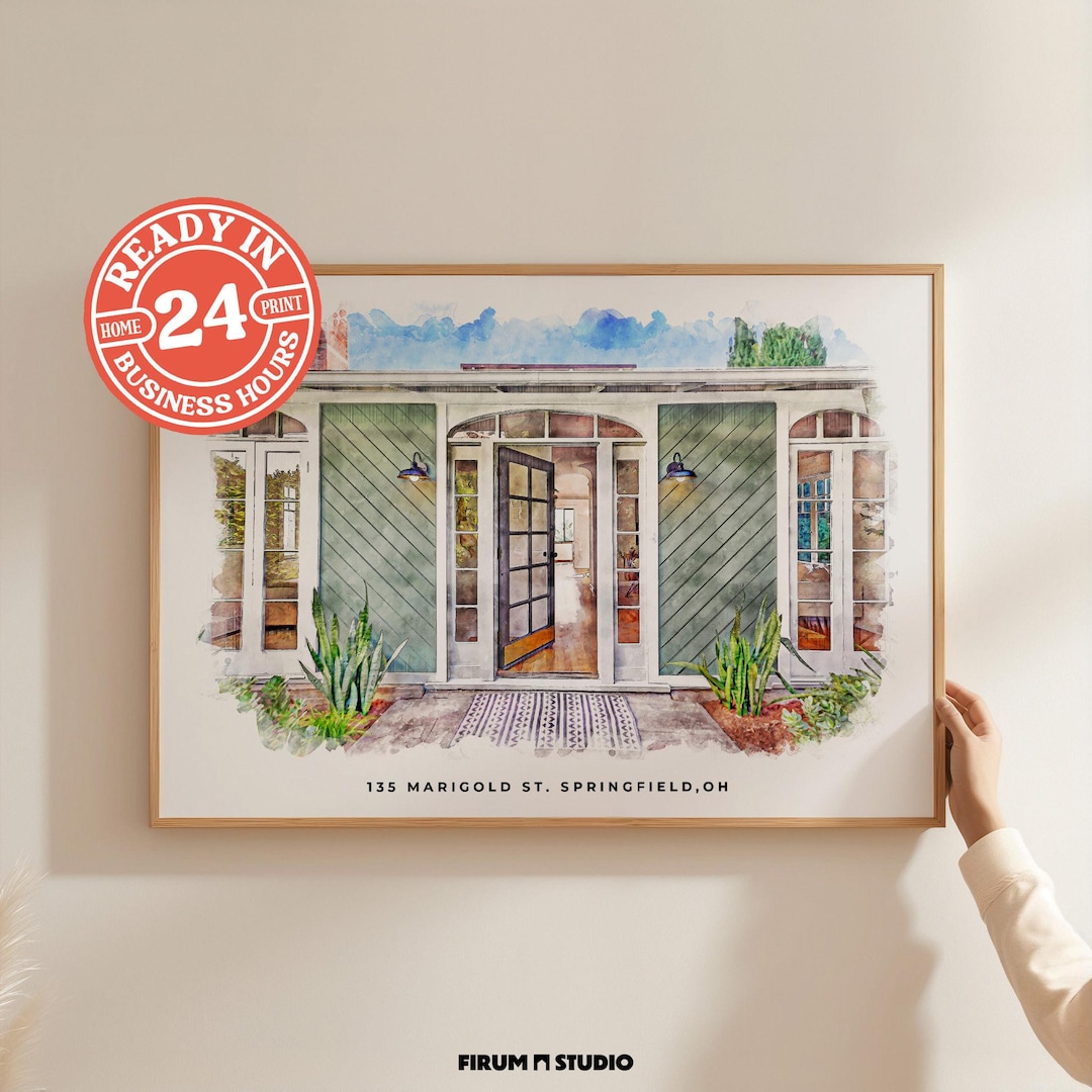 First Property Gift – Custom Watercolor House Portrait From Photo ...
