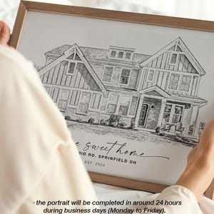 Custom House Sketch from Photo – Personalized Black and White Drawing, Digital Download image 8