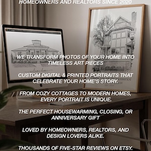 Custom House Sketch from Photo – Personalized Black and White Drawing, Digital Download image 20