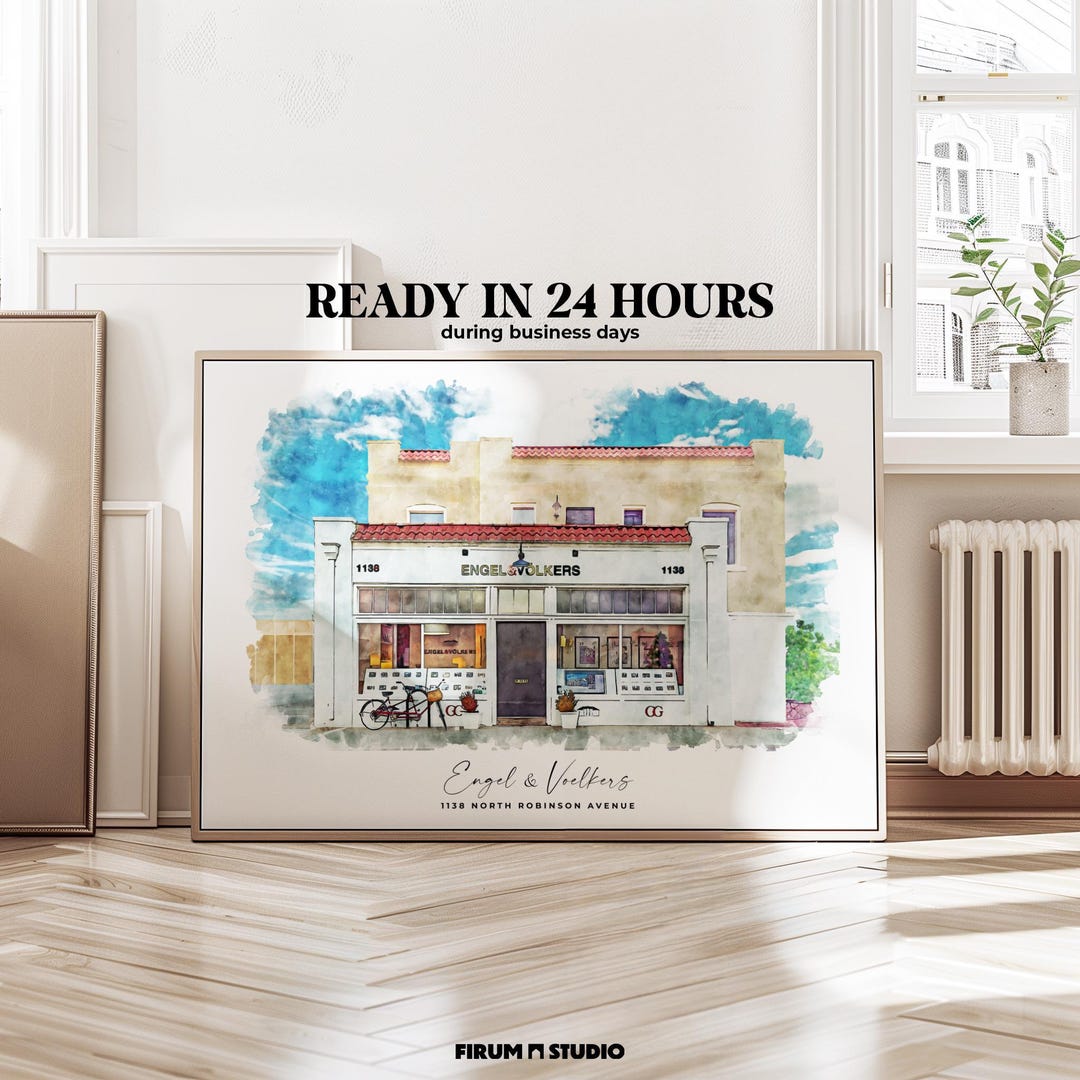 Storefront Portrait Watercolor Storefront Portrait - Unique Cafe or Restaurant Illustration ...