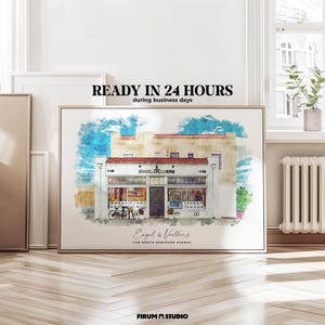 Custom Business Portrait - Personalized Brick and Mortar Store Art | Unique Storefront, Cafe or Restaurant Illustration | Perfect for Owners