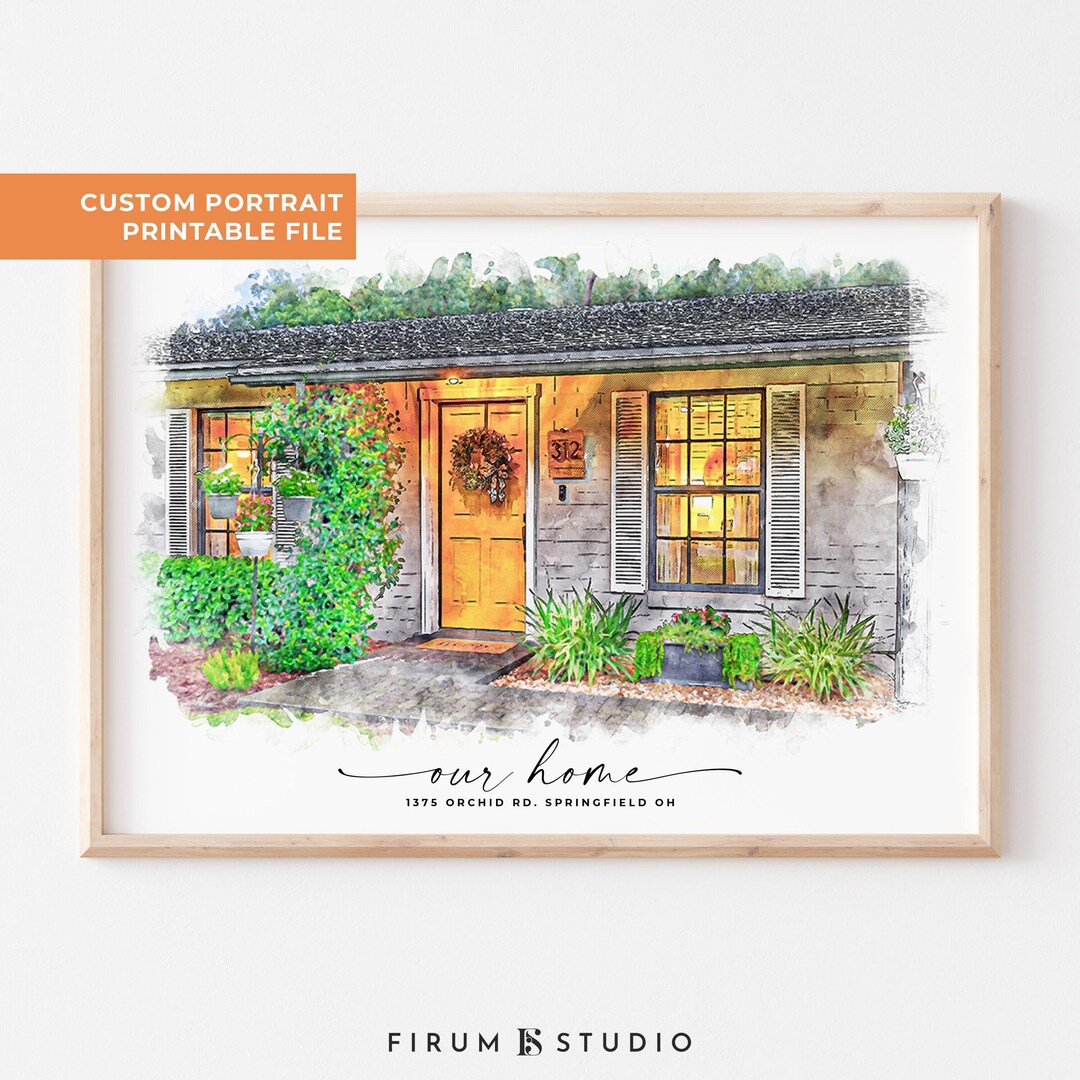 Downsizing Home Portrait – Custom Watercolor House Artwork From Photo ...