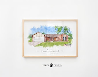 Moving Away Gift – Custom Home Portrait from Photo, Thoughtful Present for Neighbor or Friend