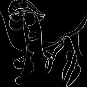 Man touching woman&#39;s lips ,  one line draw style