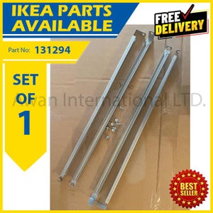 May include: A set of two long, thin, silver-colored metal support rails with angled ends, accompanied by five small metal screws. The text on the image includes IKEA PARTS AVAILABLE, Part No: 131294, SET OF 1, and BEST SELLER.