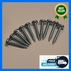 May include: A collection of silver screws with flat heads, arranged in a fan shape. The screws have a spiral thread design. A "Best Seller" sticker is visible in the top right corner. The image also includes a "Free Delivery" graphic.