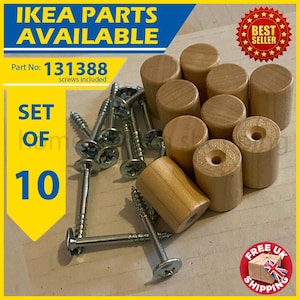 131388 x 10 (114667) IKEA Wooden Knob for BILLY Bookcase OXBERG Doors, Light Oak