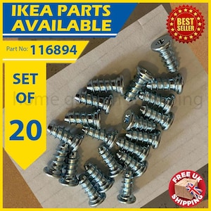 May include: A collection of 20 silver screws, possibly for IKEA furniture. The image features text stating "IKEA PARTS AVAILABLE" and "Part No: 116894". A "BEST SELLER" badge is also present.
