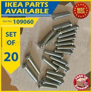 May include: A set of 20 silver-colored screws, part number 109060, for IKEA parts. The image includes text that says "IKEA PARTS AVAILABLE" and "BEST SELLER".