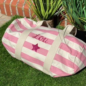 Duffel bag / weekend / bowling / personalized / pink and white sailor