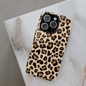 Custodia per telefono a doppio strato con stampa leopardata marrone