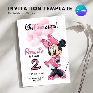 Minnie Mouse Birthday Invitation, Oh Twodles Birthday Invite, 2nd Birthday Invitation, Minnie Mouse Themed Invitation, Minnie Invite