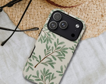 Green Eucalyptus Leaves Phone Case: Dual Layer Protection