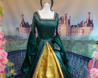 Robe tudor verte, idéale pour la robe Ann Boleyn