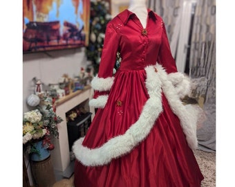 Santa Baby dress, Mrs. Santa Claus Costume, Christmas costume, Christmas Dress, Mrs Claus dress, Judy Christmas dress 1940s, Ready Made