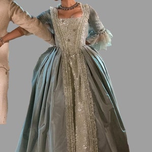 Queen Charlotte dress, Custom Made Costume, 17th century costume, Pale teal Georgian dress, Marie Antoinette Dress, Marie Antoinette costume