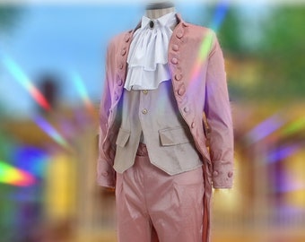 Georgian Suit in Pink, 1700s Mens Tailcoat, Frock Coat, Colonial cosplay, Pride and Prejudice, Masquerade Ball, Mardi Gras costume, Carnival