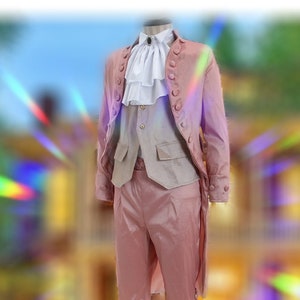 Georgian Suit in Pink, 1700s Mens Tailcoat, Frock Coat, Colonial cosplay, Pride and Prejudice, Masquerade Ball, Mardi Gras costume, Carnival