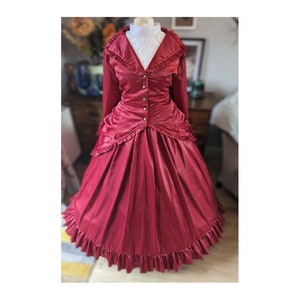 Red Satin Victorian Walking suit, Victorian Dress, Steam Fair Dress, Victorian costume