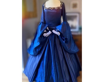 Blue Tudor Gown, Elizabethan dress, Anne Boyeln Dress, Tudor Costume, 1600s Dress