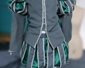 Tudor Doublet, Mens Tudor costume, Henry VIII costume, Medieval nobleman outfit, Tudor Costume, Mens Tudor suit, Green and grey