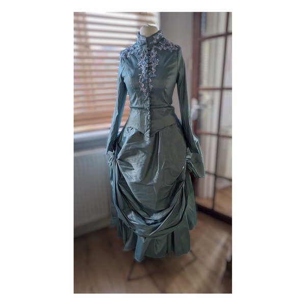 Green Mina walking Dress, Dracula Costume, Bram Stokers Mina Dress, Green Victorian walking suit Jacket Skirt, Dracular, Halloween Dress,