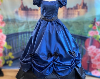 Victorian dress in blue satin ideal gothic dress