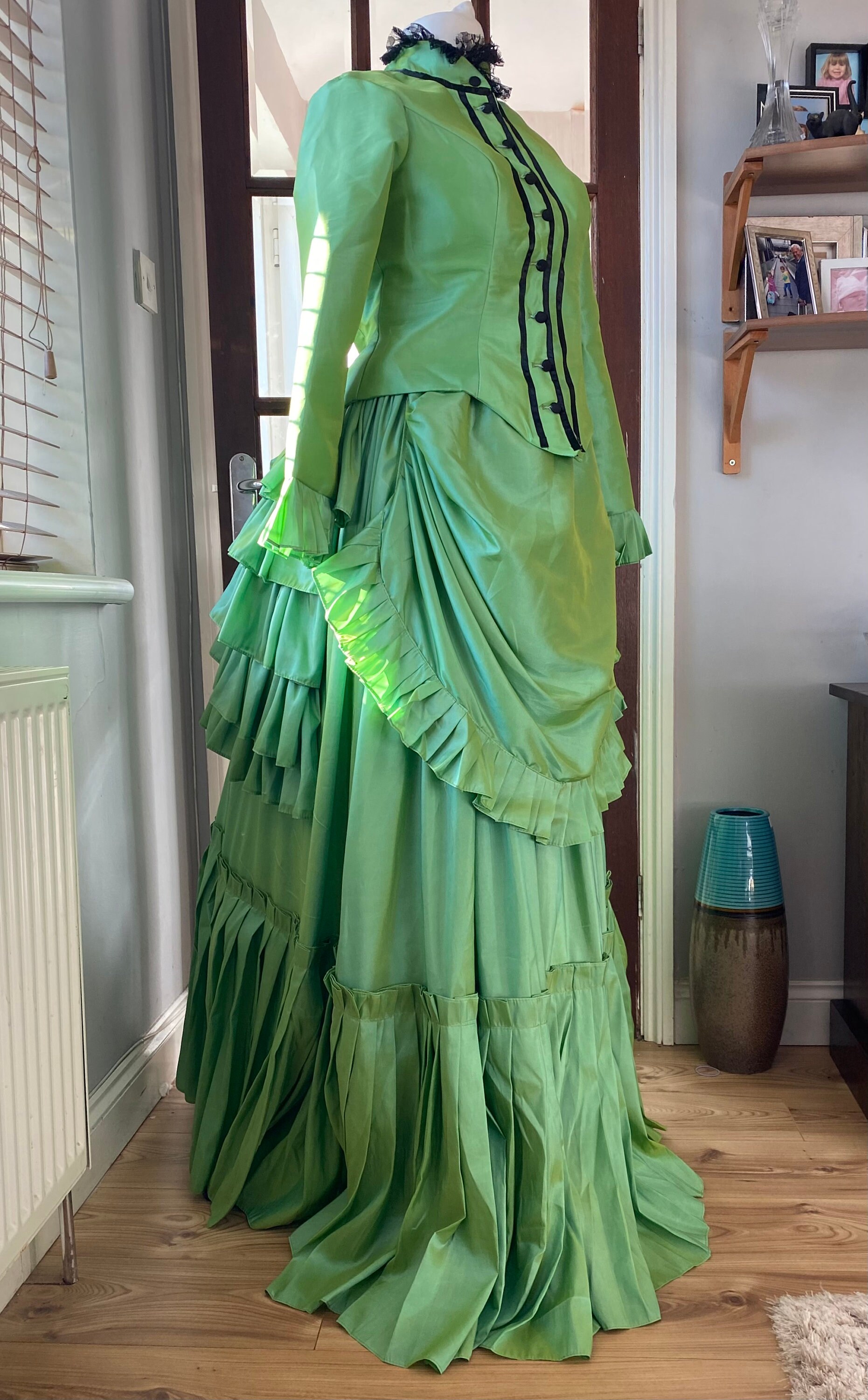 Lime Green Victorian Dress Bustle Dress Gilded Cage Dress Etsy Canada