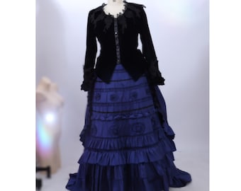 Blue Victorian Gothic Dress, Victorian  Bustle Dress, Victorian costume, Steam Punk dress