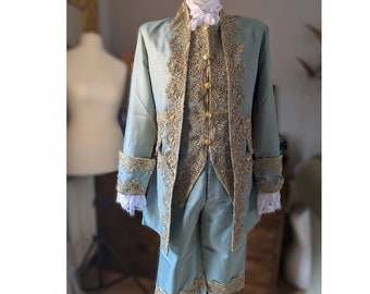 Tenue pour homme des années 1700, frac, redingote du XVIIIe siècle, cosplay colonial, gentlemen du XVIIIe siècle