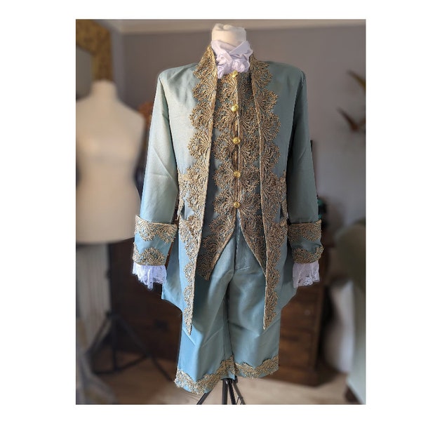 Tenue pour homme des années 1700, frac, redingote du XVIIIe siècle, cosplay colonial, gentlemen du XVIIIe siècle