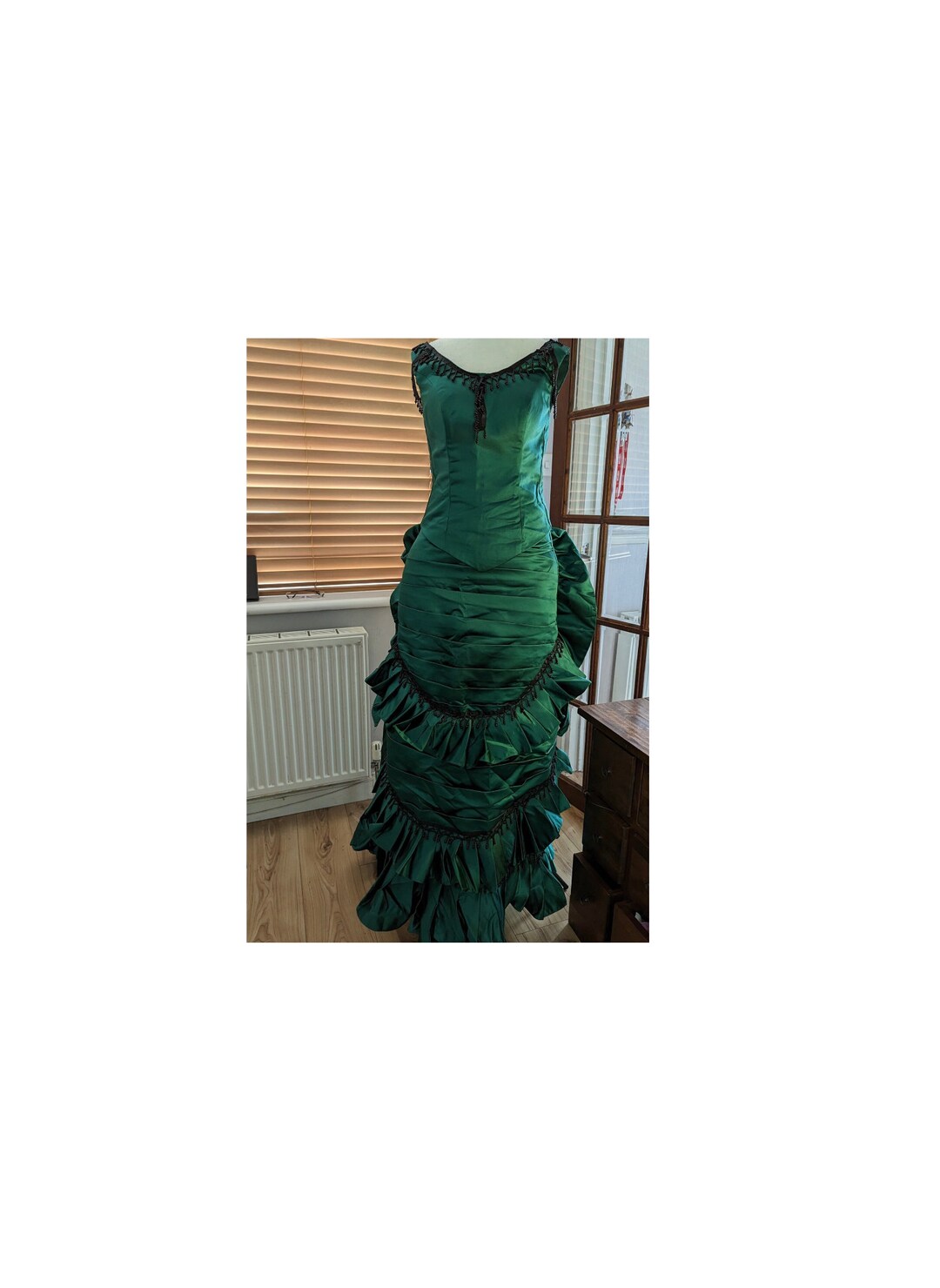 Ready Made Emerald Green Victorian Dress,bustle Dress, Victorian