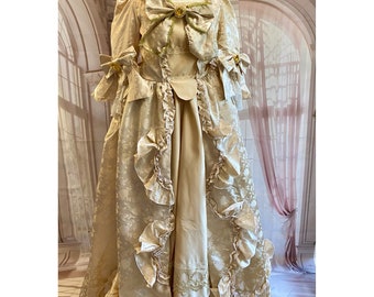 Gold Georgian Costume, Georgian Dress, Marie Antoinette Dress, Versailles Dress, Masquerade Ball Gown