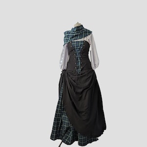 Outlander dress, Scottish highlands dress, plaid Georgian Dress, Scottish highlands  18th century, poldark, Highlander costume