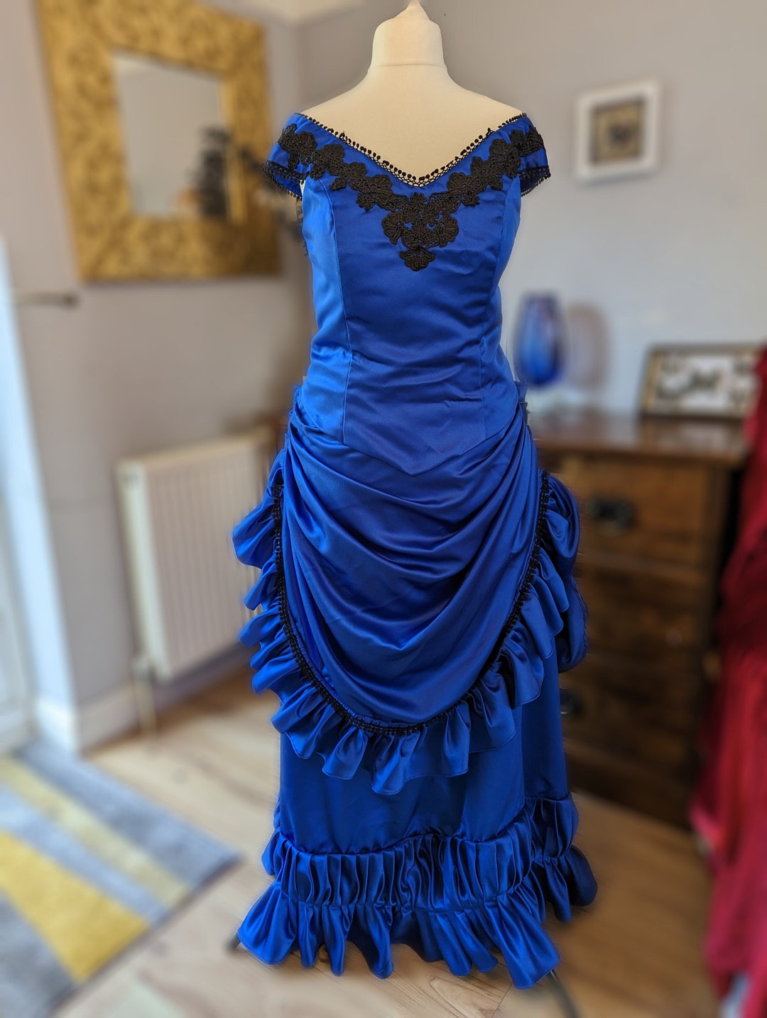 Blue Victorian Dress, Victorian Gothic Dress, Victorian Bustle Dress