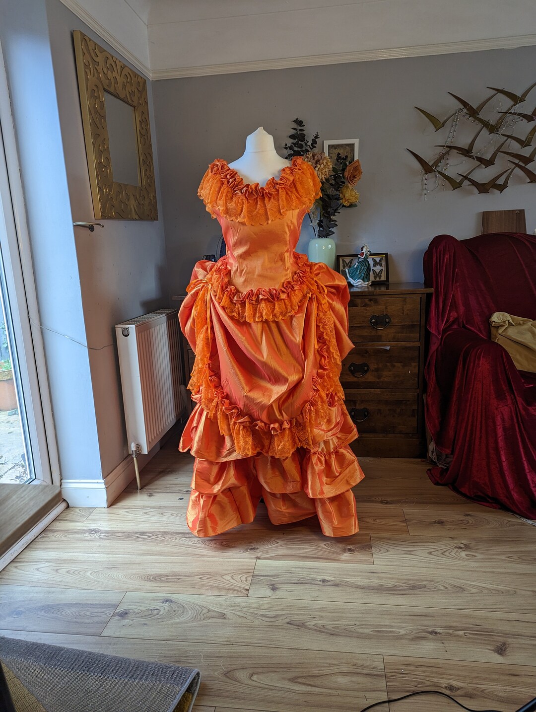 Orange Victorian Gothic Dress Victorian Bustle Dress Etsy