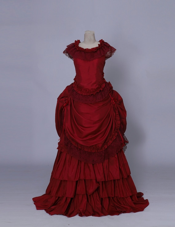 red victorian dress